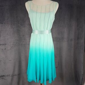 Calvin Klein Silk Ombre Dress Fairycore Ethereal Mint Turquoise Romantic Midi 2